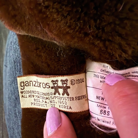 Vintage 1984 Wrinkles Dog Puppet by Ganz Bros Original Dog Tag - Picture 3 of 5